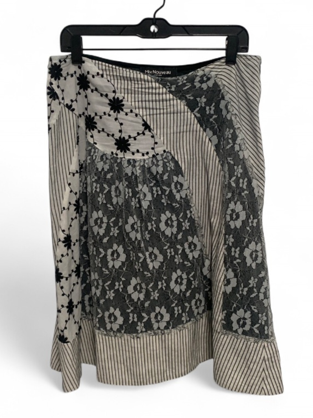 Y2K Mix Nouveau Black & White Boho Patchwork Skirt